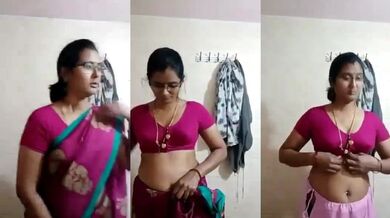 Telugu Village Aunty Boobs Show Saree Remove
